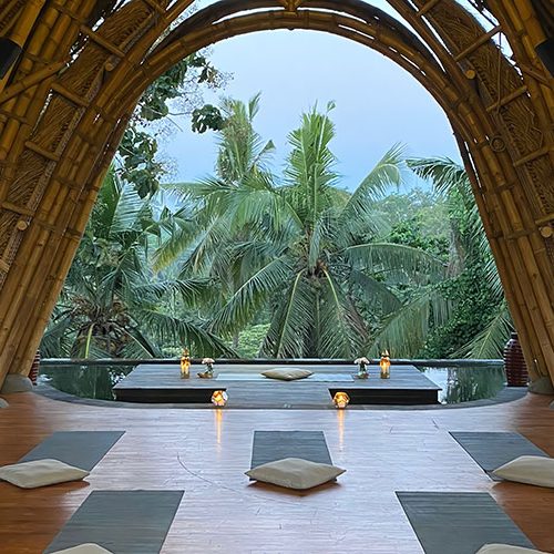 Yoga Shala at RYK Yoga retreat – A serene and peaceful space for meditation and yoga practice.